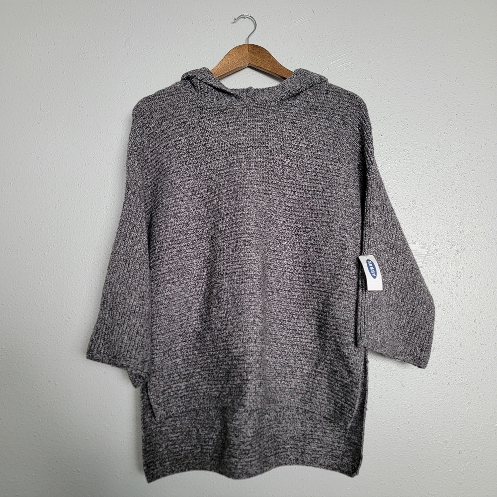 NWT Old Navy Gray Hooded Chunky Knit Oversized Pullover Sweater